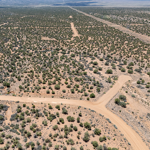 Aerial view of vacant land parcel